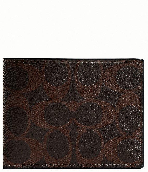 COACH Signature Coated Canvas/Leather Slim Billfold Wallet Product Image
