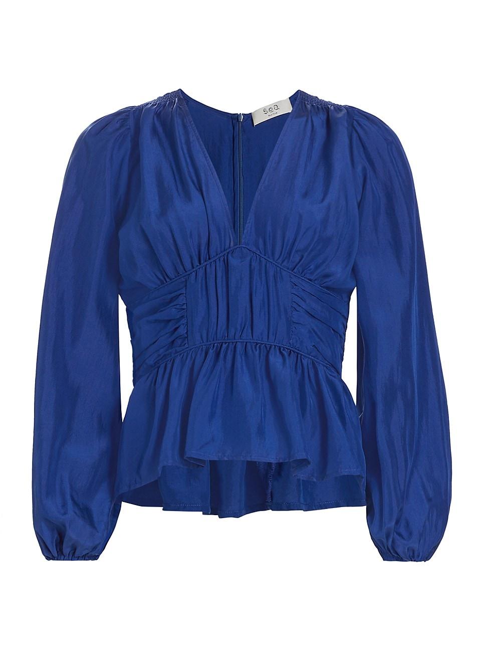 Womens Fabiola Silk Ruched Blouse Product Image