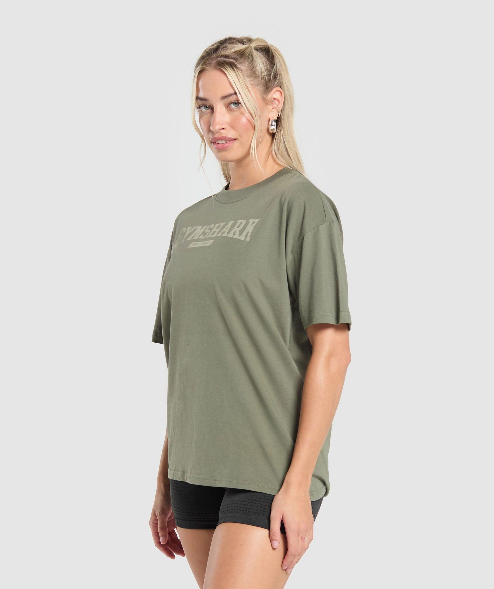 Gymshark Collegiate Lifestyle Oversized T-Shirt - Base Green Female Product Image