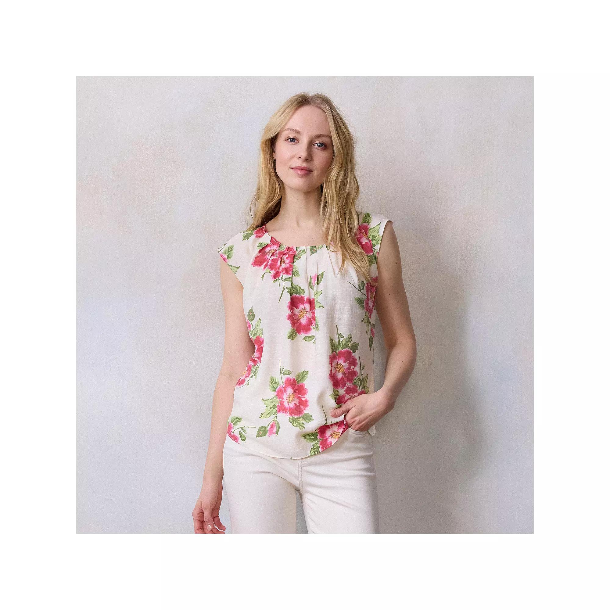 Women's LC Lauren Conrad Pleated Scoopneck Top,  Product Image