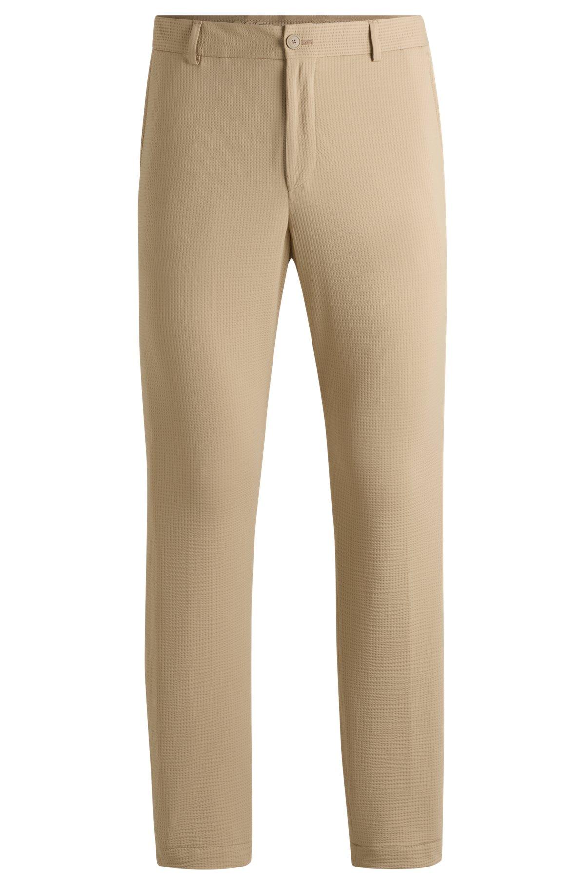 BOSS - Washable formal trousers in stretch seersucker fabric - Light Beige Product Image