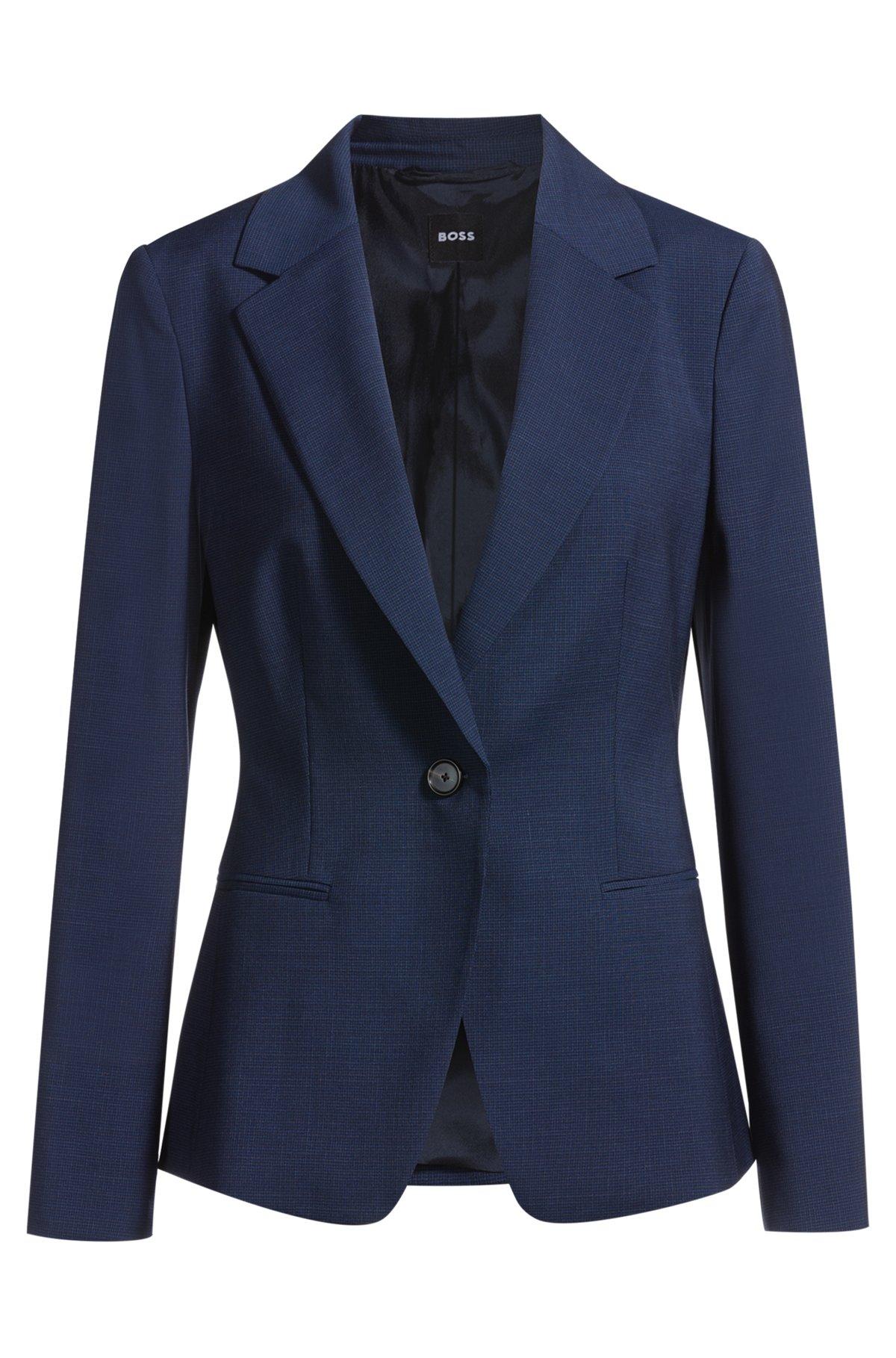 Regular-fit blazer in micro-check virgin wool Product Image