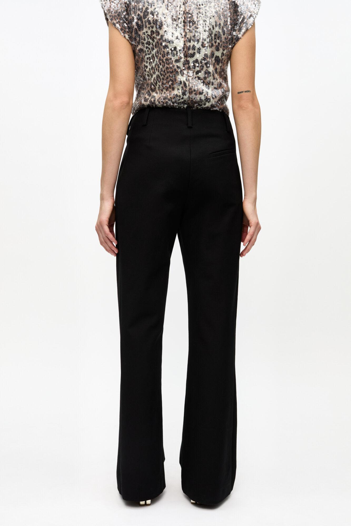 Black Heavy Cotton Tailoring Flared Pants Product Image