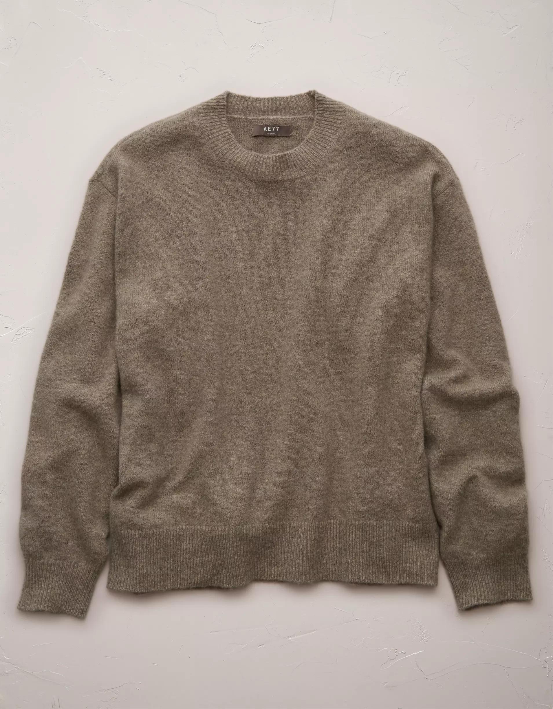 AE77 Premium Cashmere-Blend Crew Neck Boyfriend Sweater Product Image