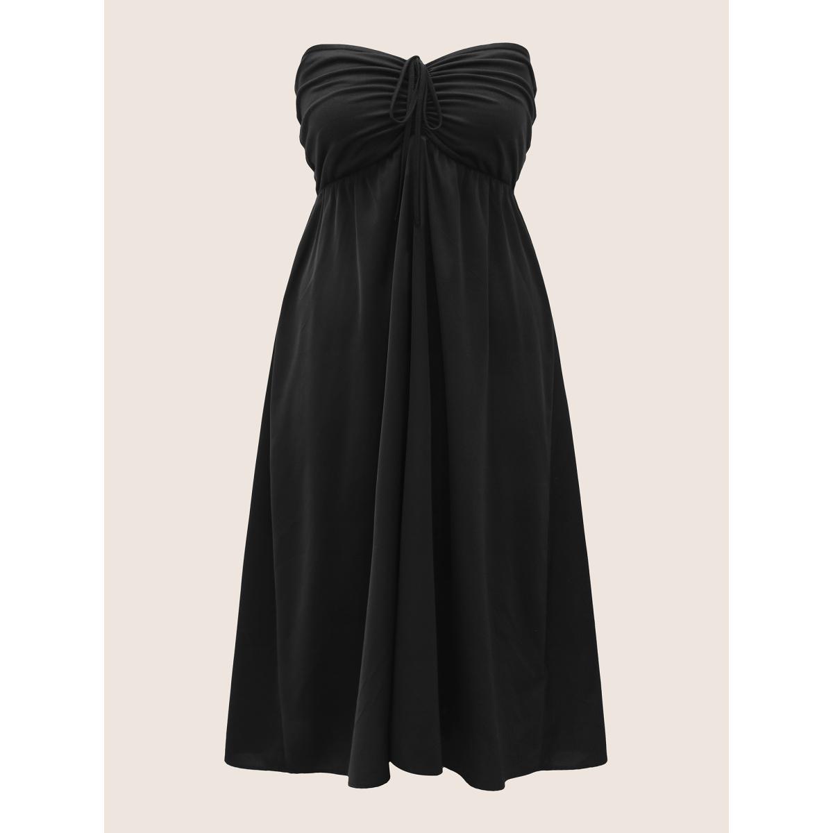 Plus Size Everywhere Dress - A-Line Monochromatic Dress Black Women Elegant Gathered Non Sleeveless Curvy BloomChic 18-20/2X Product Image