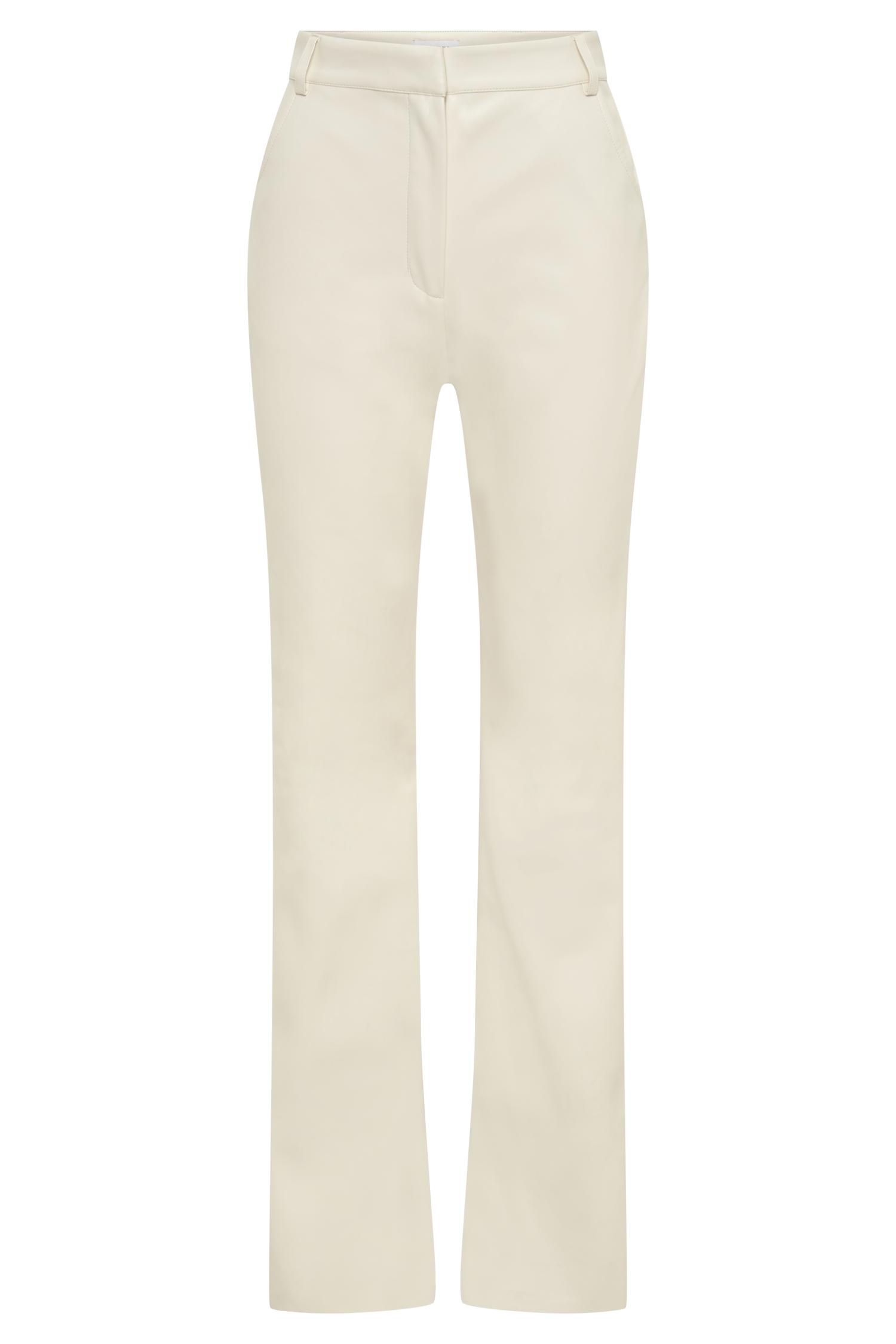 Tyra Straight Leg Faux Leather Pants - Ivory Product Image