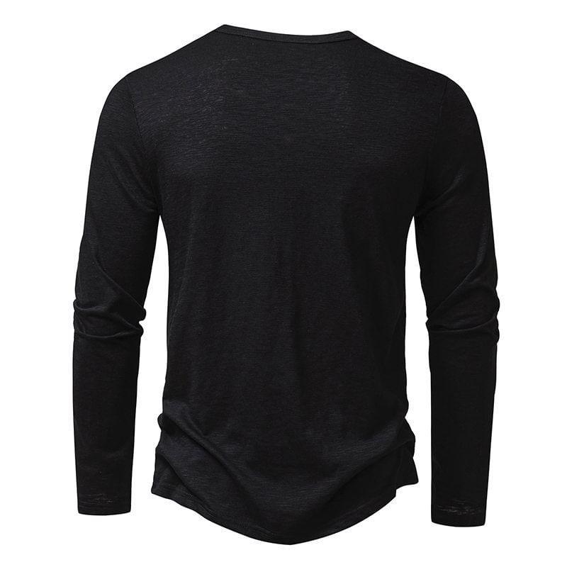 Long Sleeve Henley Plain T-Shirt Product Image