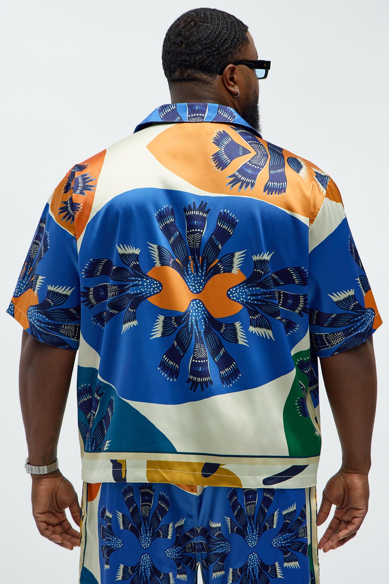 Relaxed Sea Vibe Cuban Collar Button Up Shirt - Multi Color Male Product Image