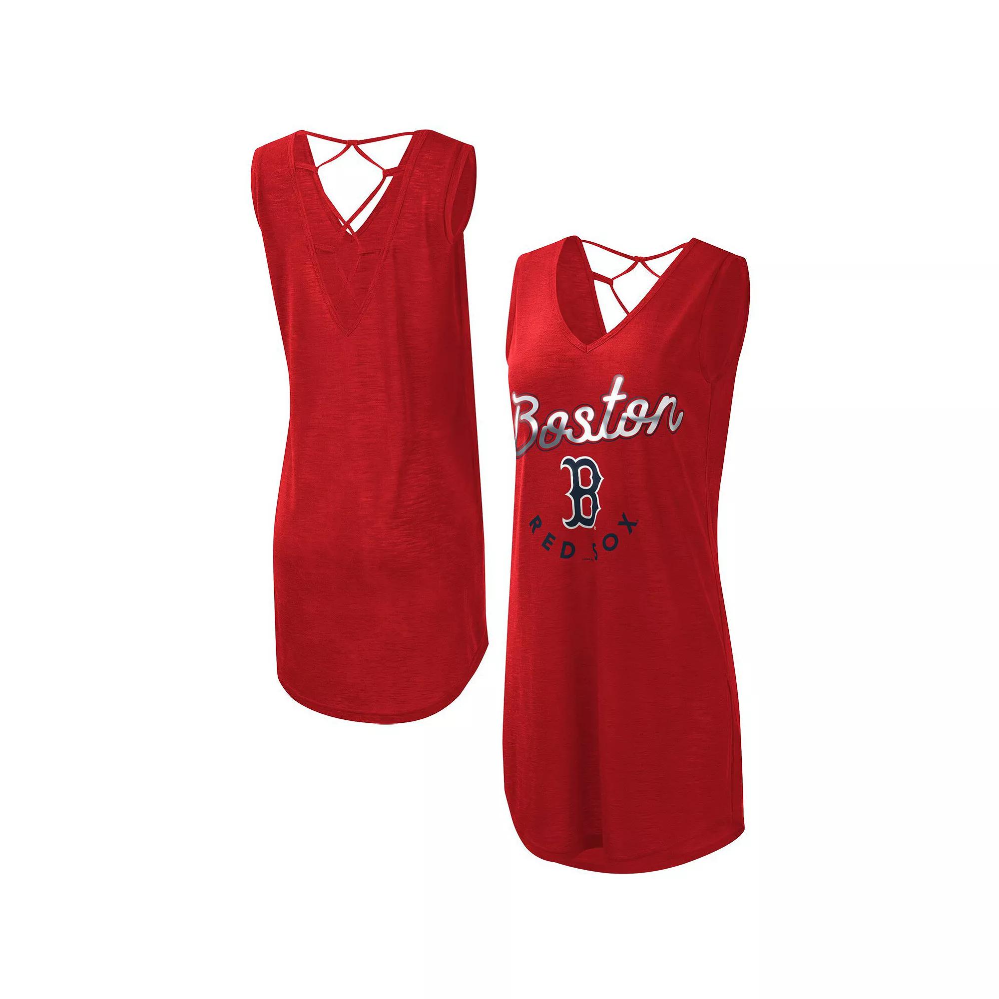 Womens G-III 4Her by Carl Banks Boston Sox Game Time Slub Beach V-Neck Cover-Up Dress Product Image