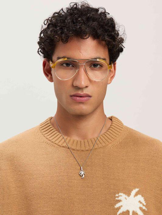 PALM MELTED CHARM NECKLACE SILVER - TRAN Product Image