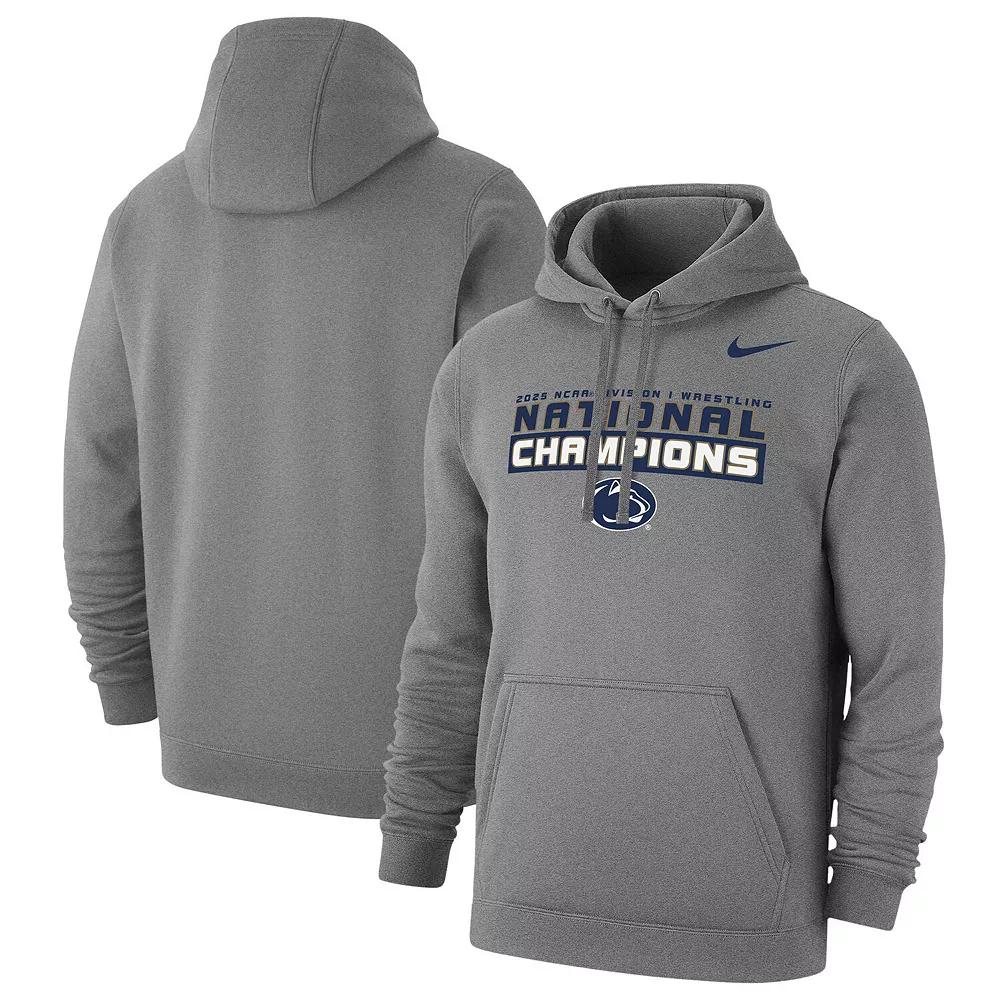 Men's Nike Gray Penn State Nittany Lions 2025 NCAA Wrestling National Champions Club Fleece Pullover Hoodie,  Product Image