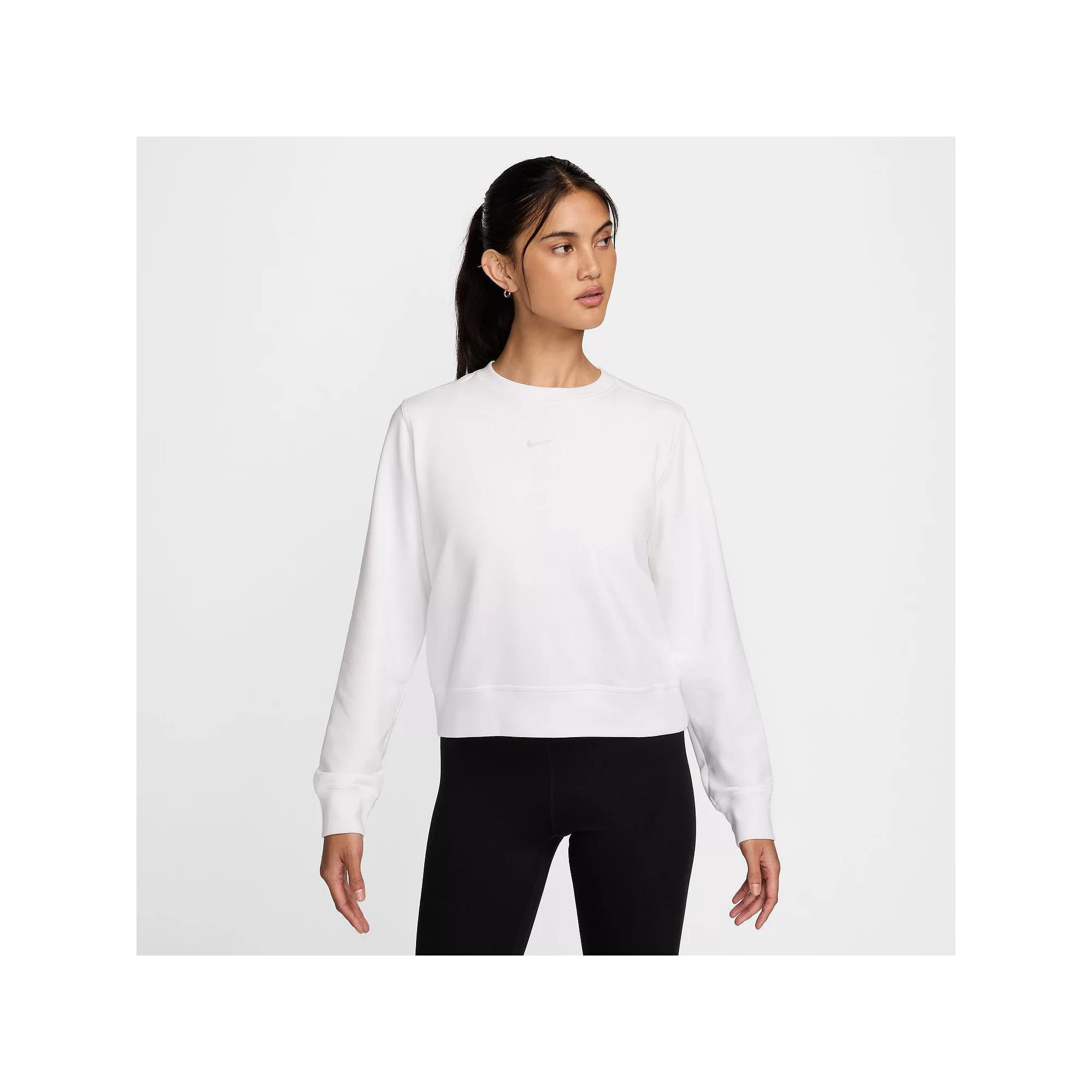 Nike Womens Dri-FIT One Crew-Neck French Terry Sweatshirt | FB5125-091 Product Image