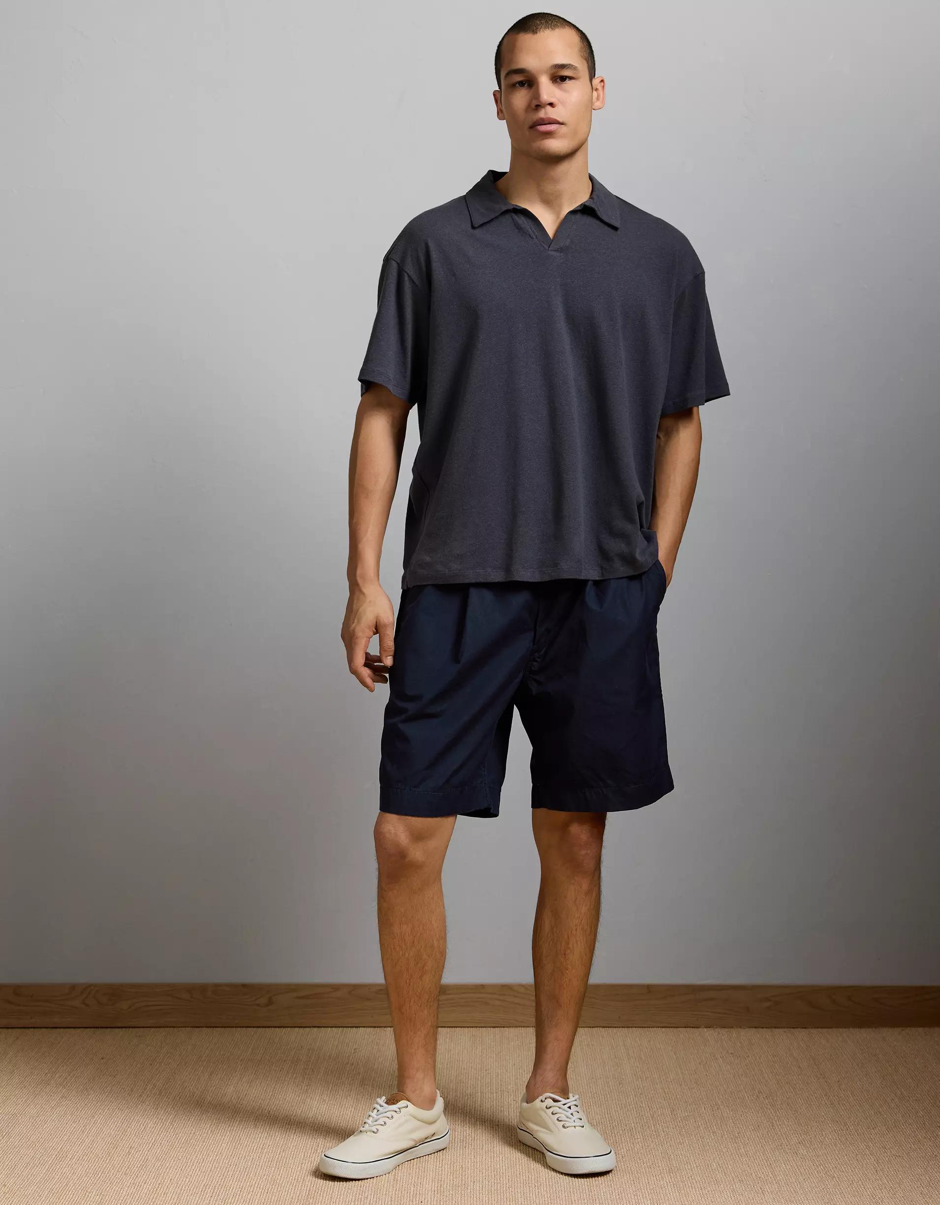 AE77 Premium Linen-Blend Polo Shirt Product Image