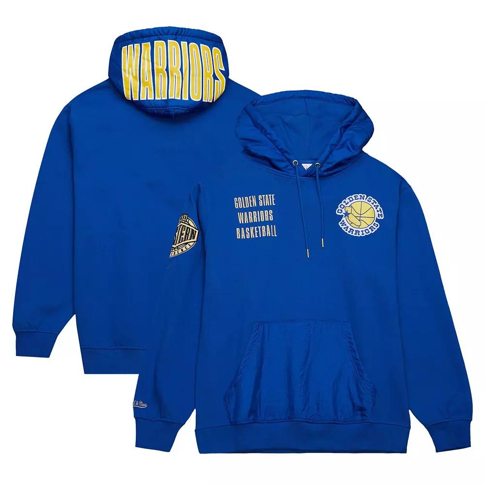 Men's Mitchell & Ness Royal Golden State Warriors Team OG 2.0 Vintage Logo Fleece Pullover Hoodie,  Product Image