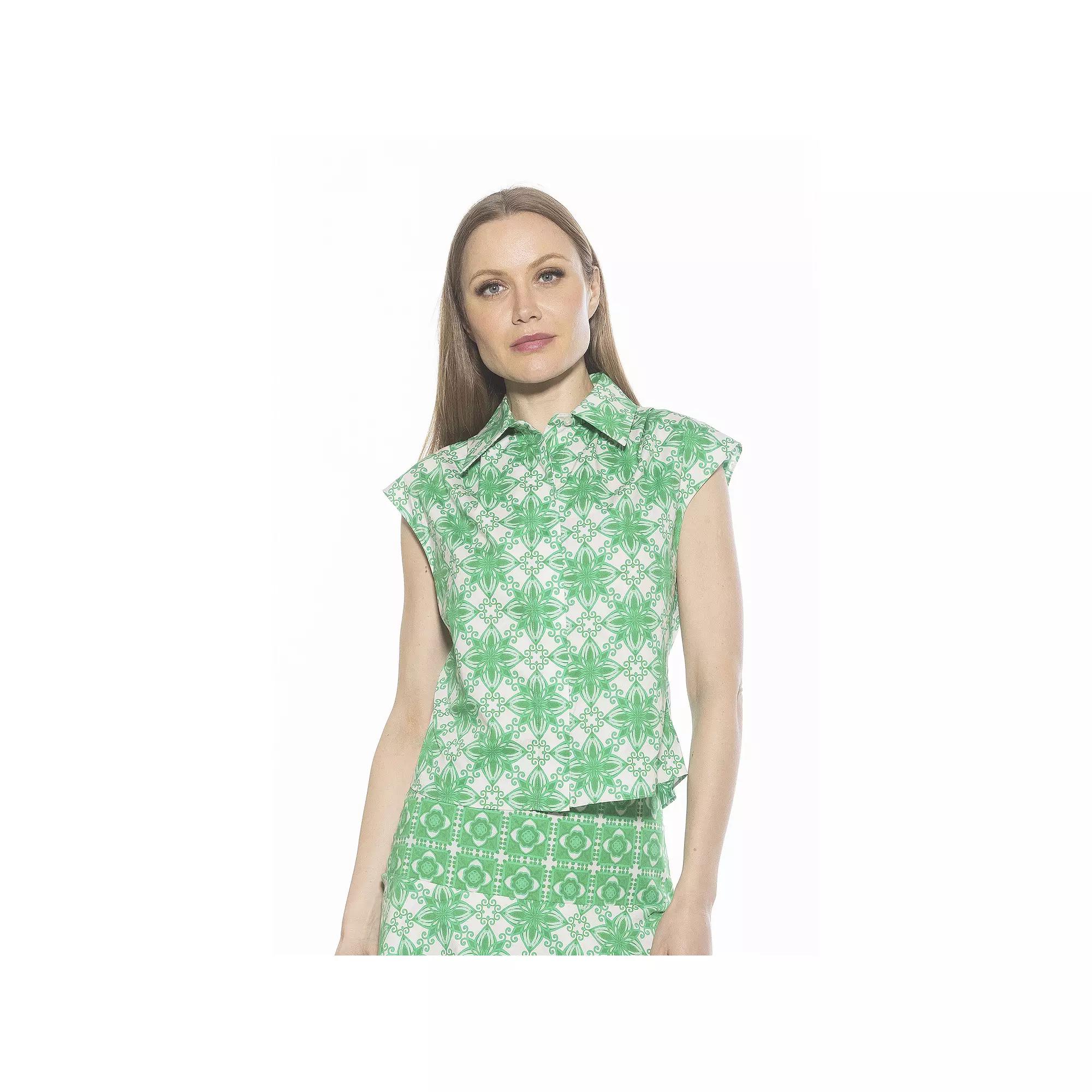 Women's ALEXIA ADMOR Juniper Sleeveless Button Down Cotton Shirt,  Product Image