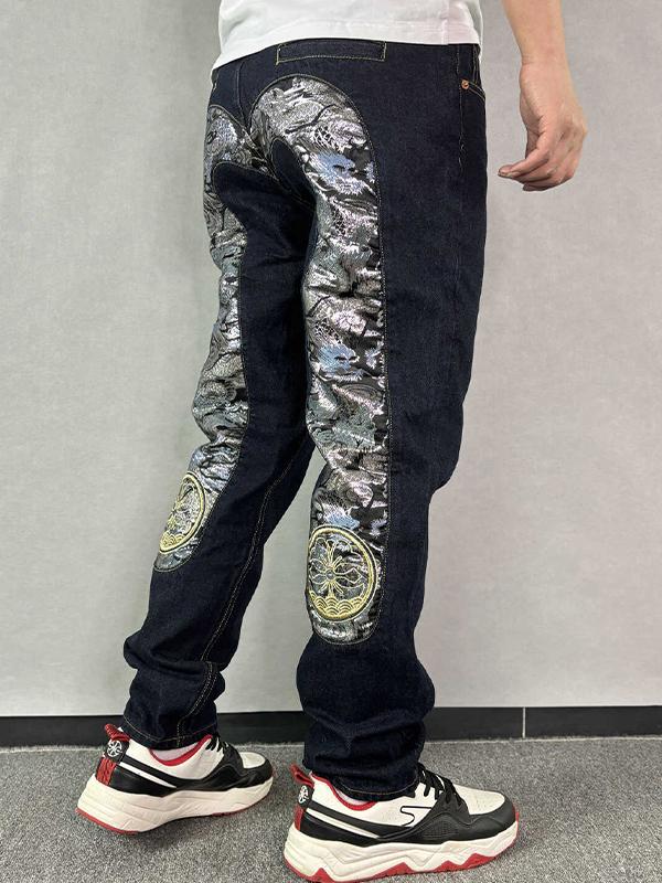 Men's Graphic Print Loose Jeans Product Image