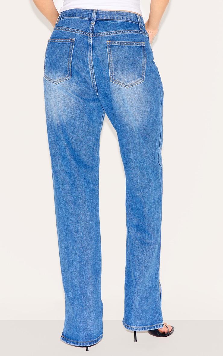 Mid Blue Wash L30 Denim Split Hem Jeans Product Image