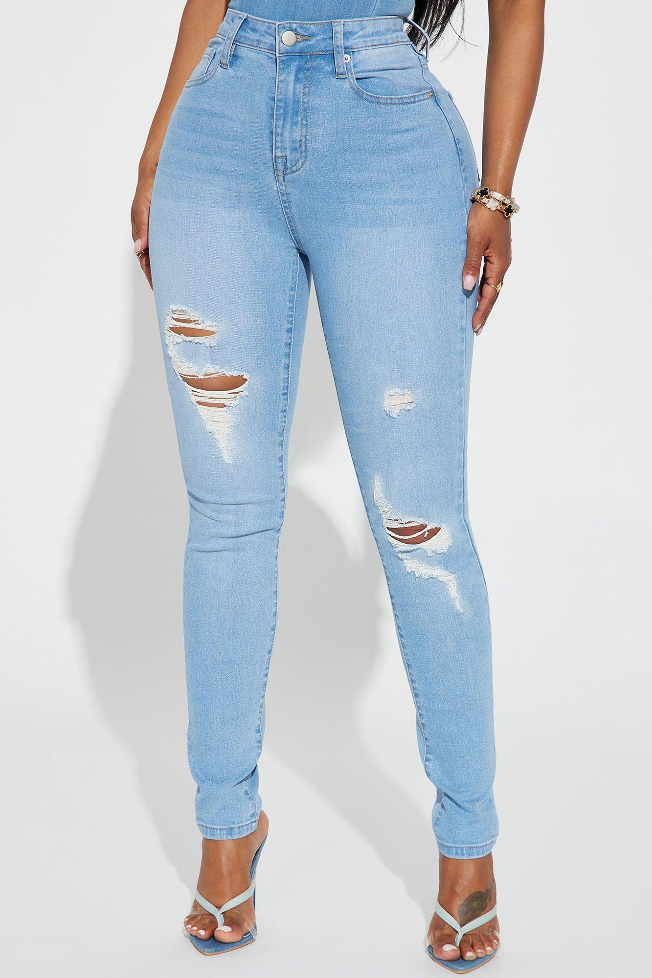 Dakota Ripped High Rise Stretch Skinny Jeans - Light Wash Product Image