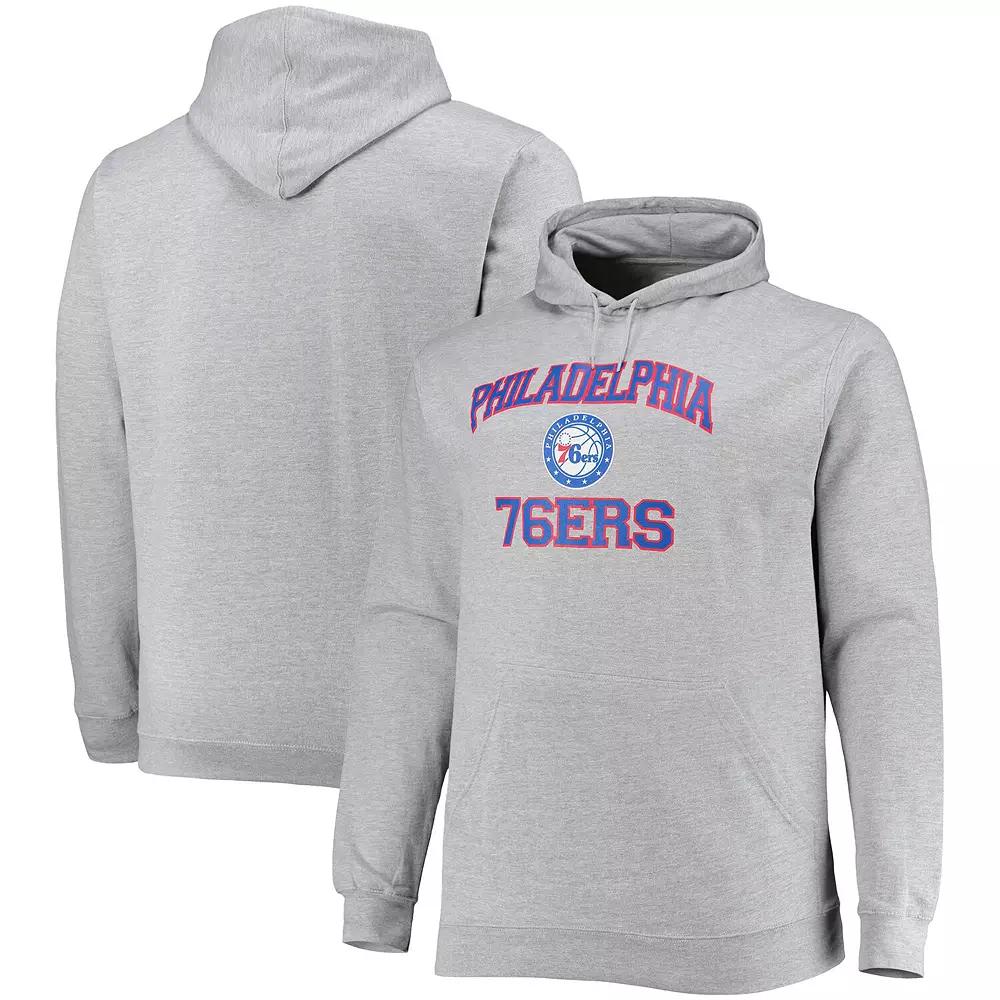 Men's Heathered Gray Philadelphia 76ers Big & Tall Heart & Soul Pullover Hoodie,  Product Image