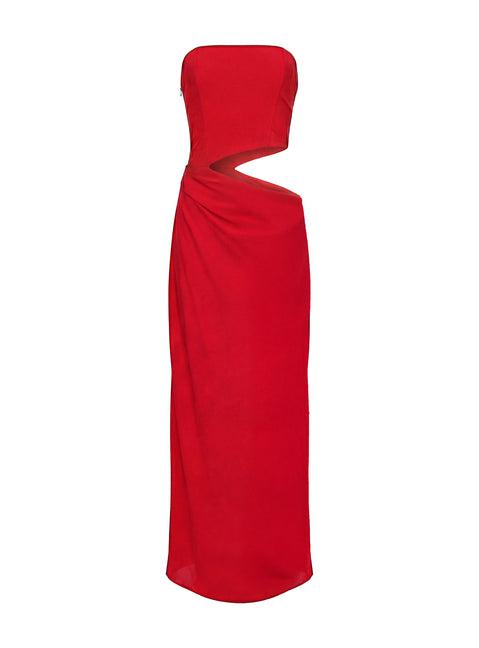 Jasira Strapless Drape Maxi Dress Bold Red Product Image