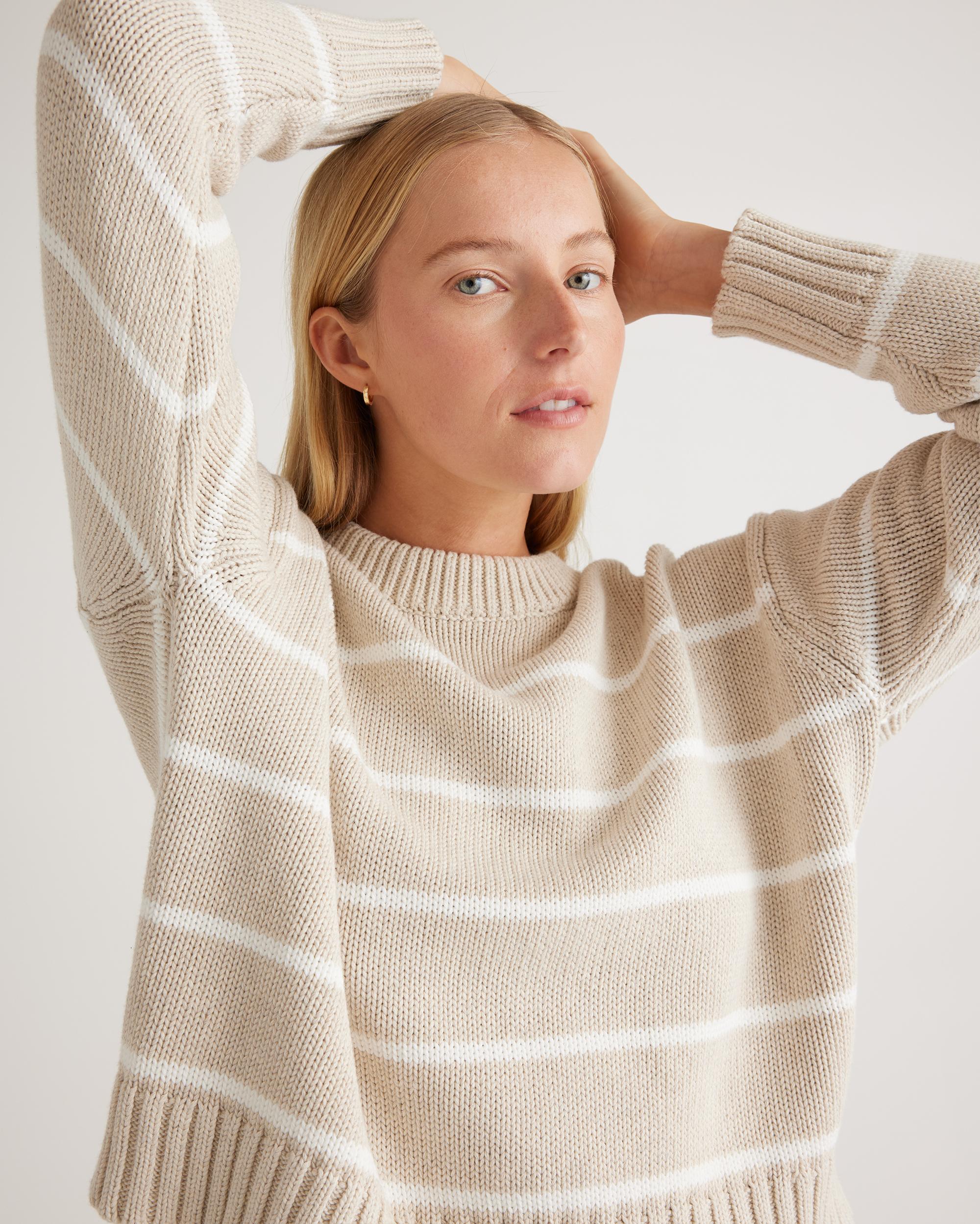 Quince | Women's Striped Crew Sweater Organic Cotton Product Image