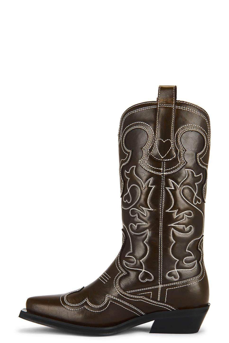 Mid Shaft Embroidered Western Boot Ganni Product Image