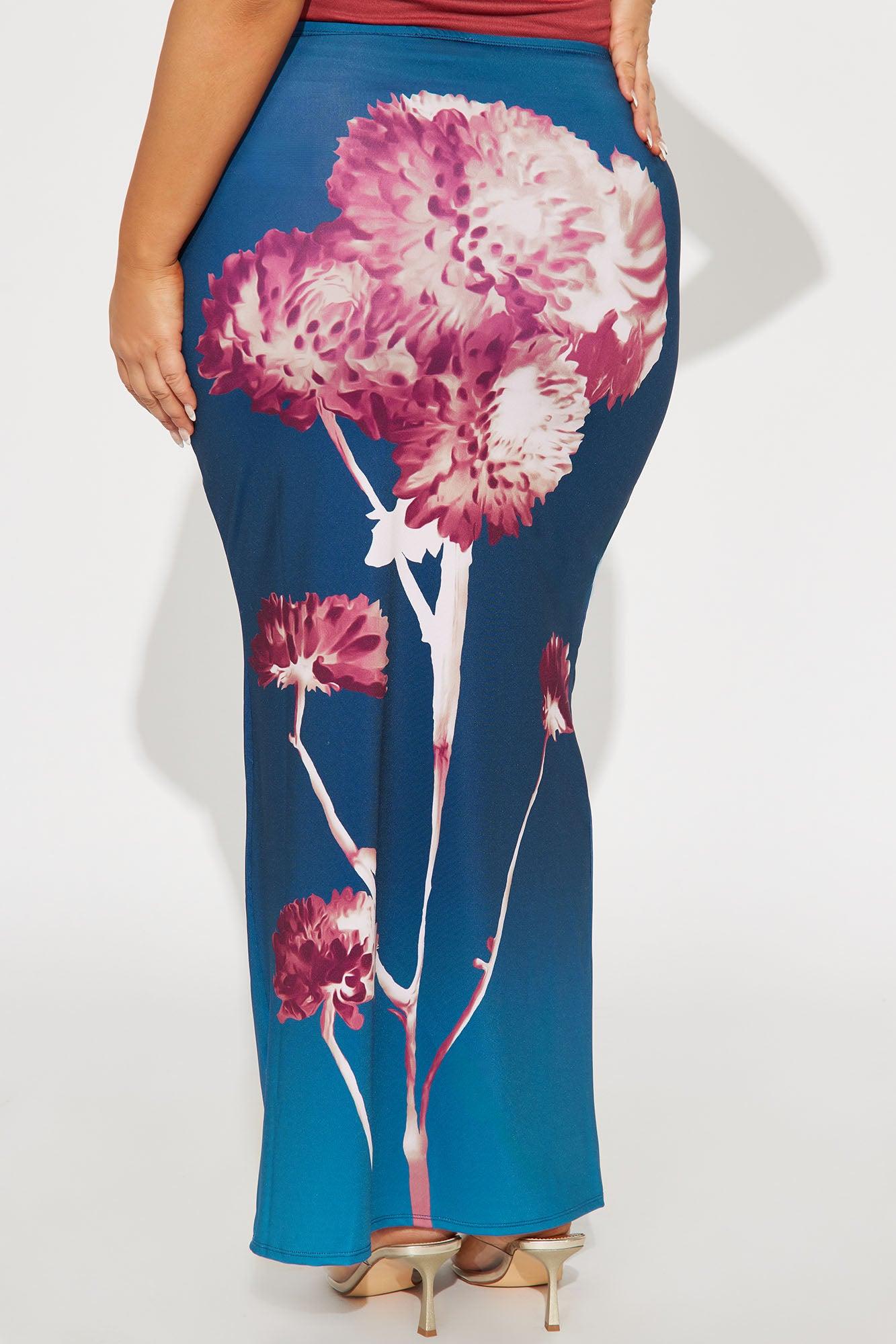 Sunsets In Cabo Floral Maxi Skirt - Blue/combo Female Product Image