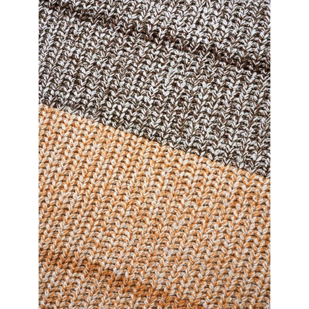 Plus Size Colorblock Contrast Puff Sleeve Pullover DarkBrown Women Casual Loose Long Sleeve V-neck Everyday Pullovers BloomChic 28/5X Product Image