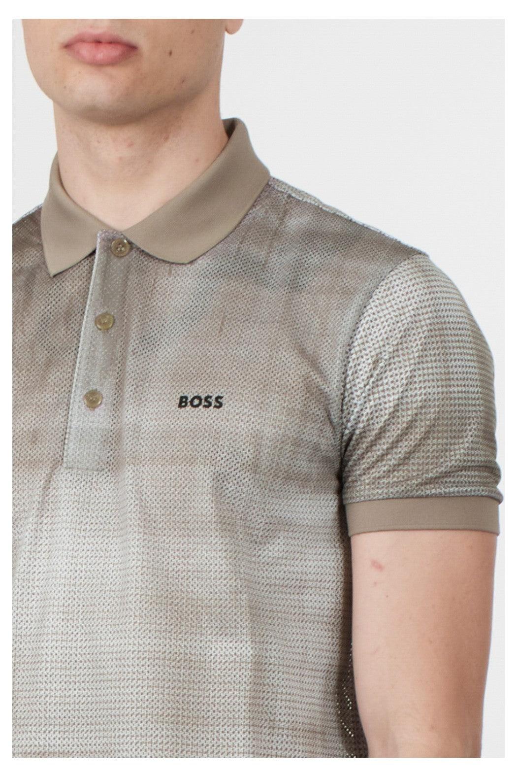 Boss Printed Mesh Polo Shirt With Logo Detail Product Image