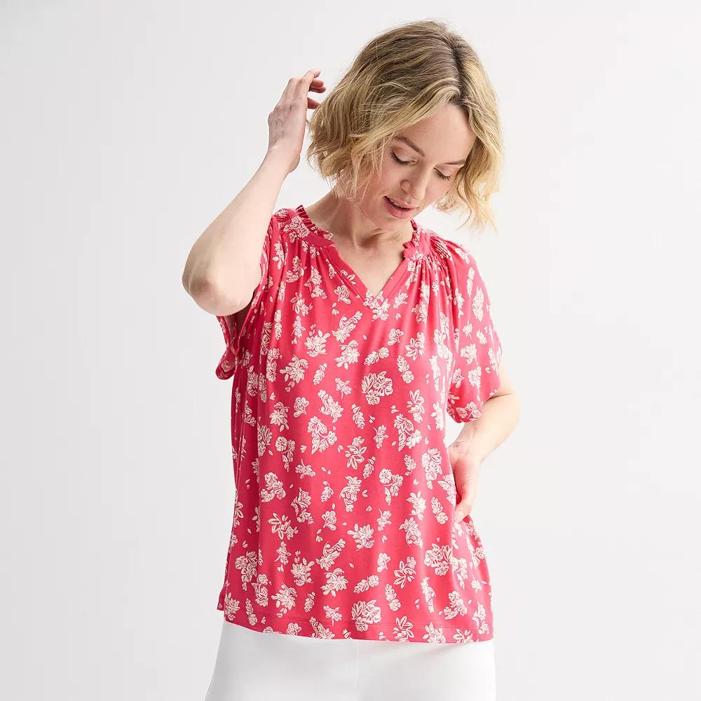 Women's Croft & Barrow® Smocked Raglan Top,  Product Image