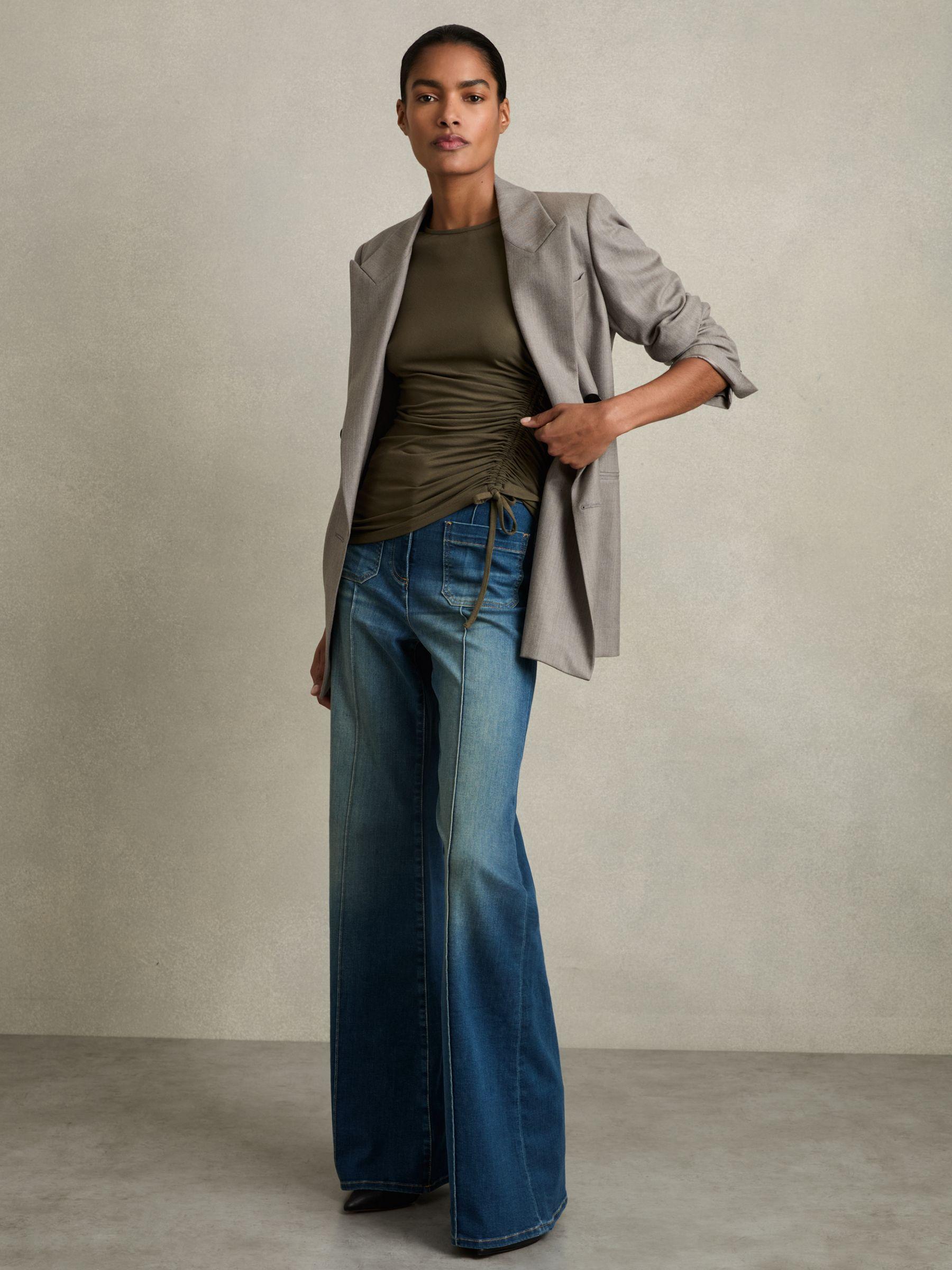 Jersey Ruched Top in Khaki Product Image