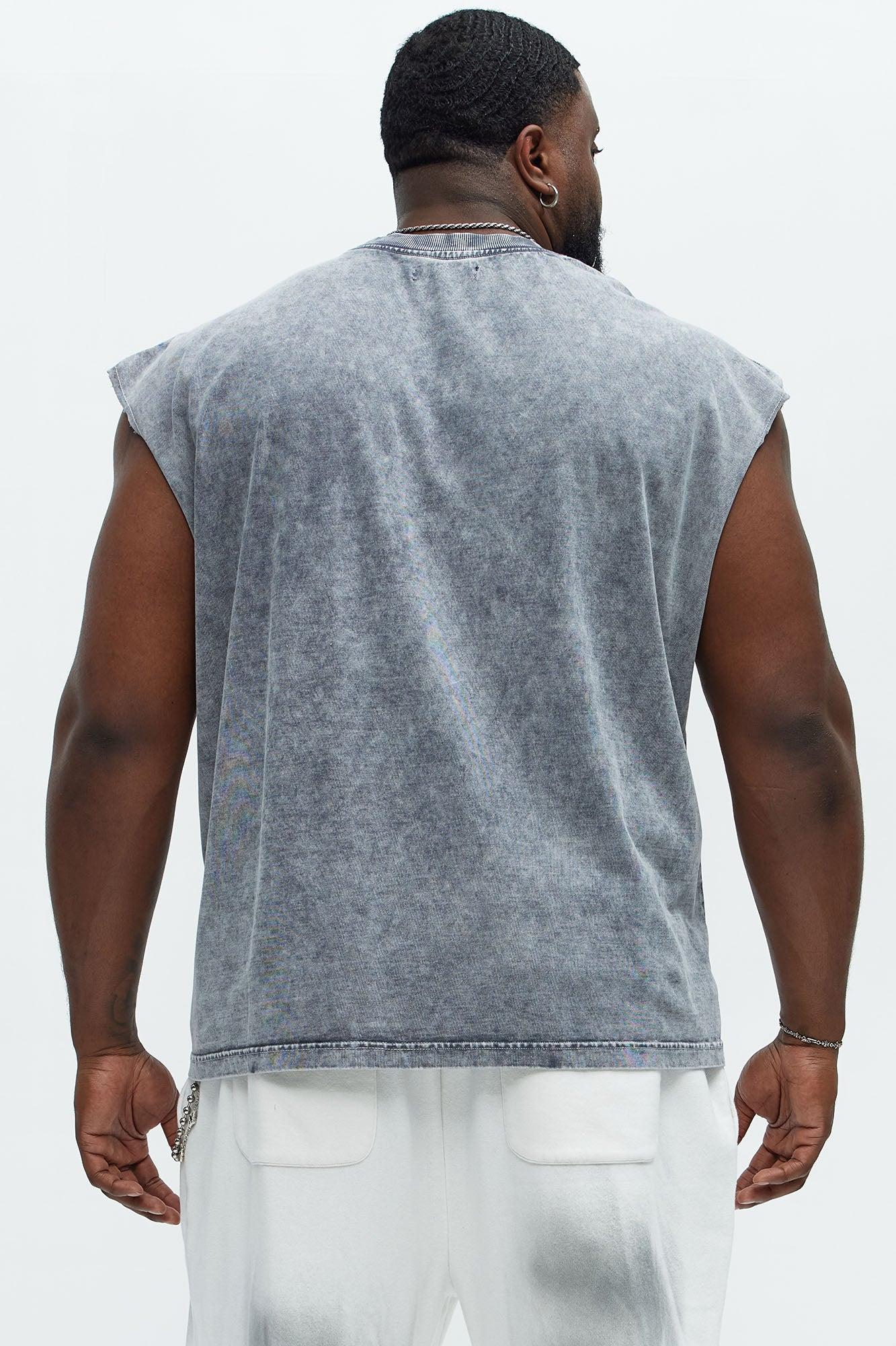 Relaxed Vintage Wash Heavyweight Muscle Tee - Grey/Smoke Product Image