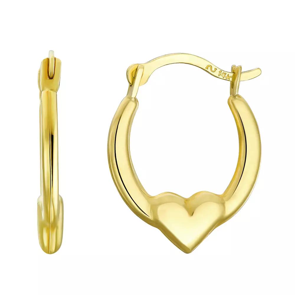 Taylor Grace 10k Gold Heart Hoop Earrings, Women's Product Image
