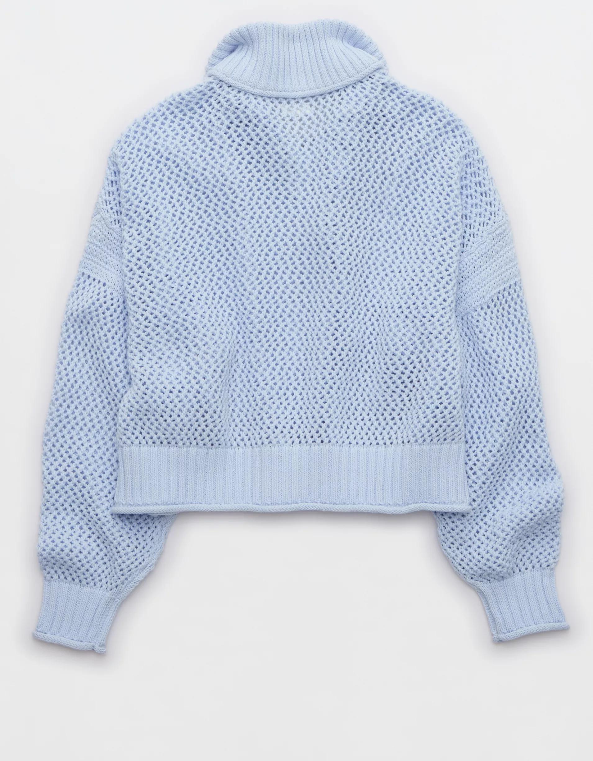 Aerie Crochet Quarter Zip Sweater Product Image