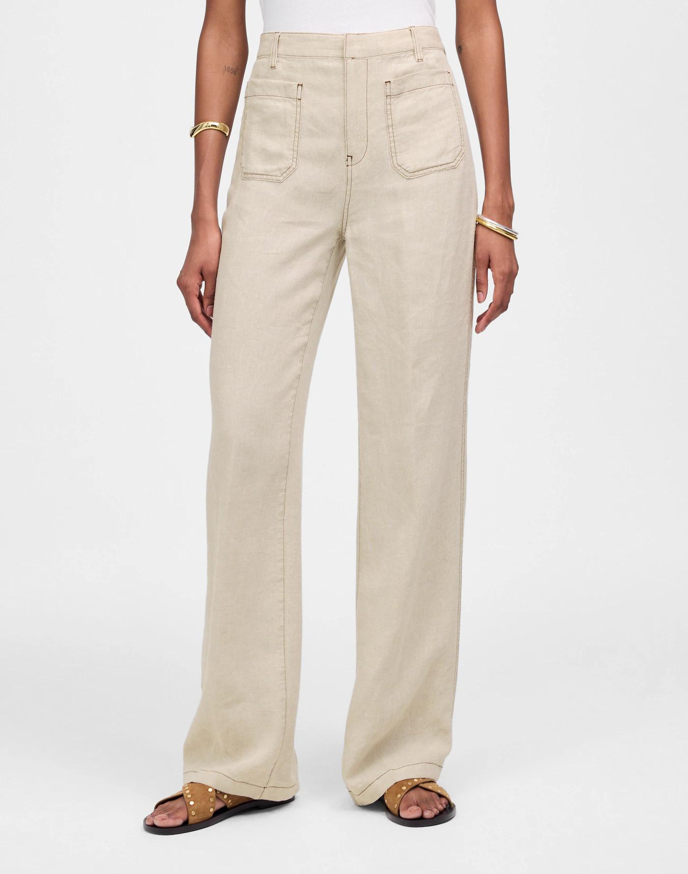 Patch Pocket Flare Pant in 100% Linen Product Image