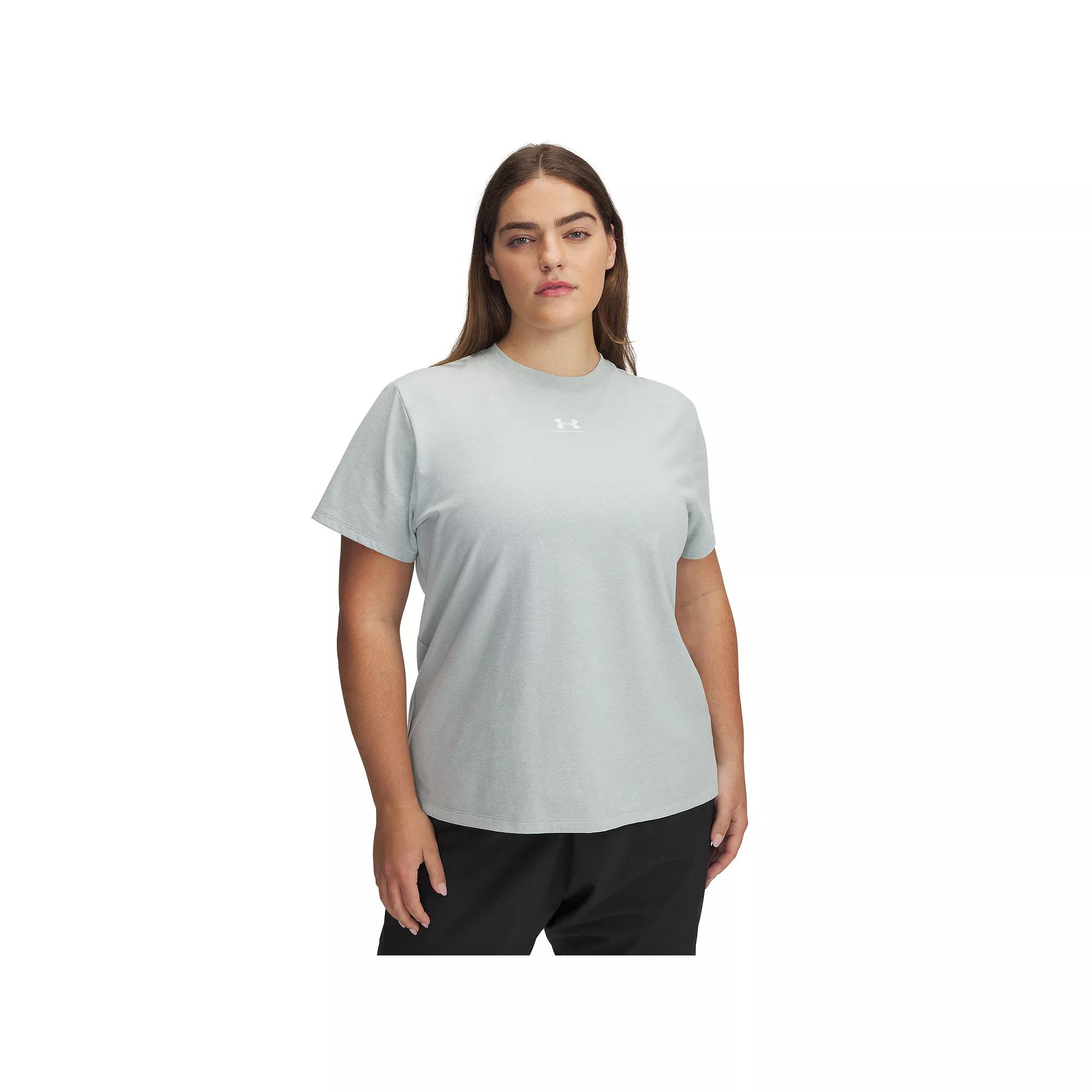 Plus Size Women's Under Armour Rival Core Short Sleeve Tee, Size: 1XL, Silica Green Product Image
