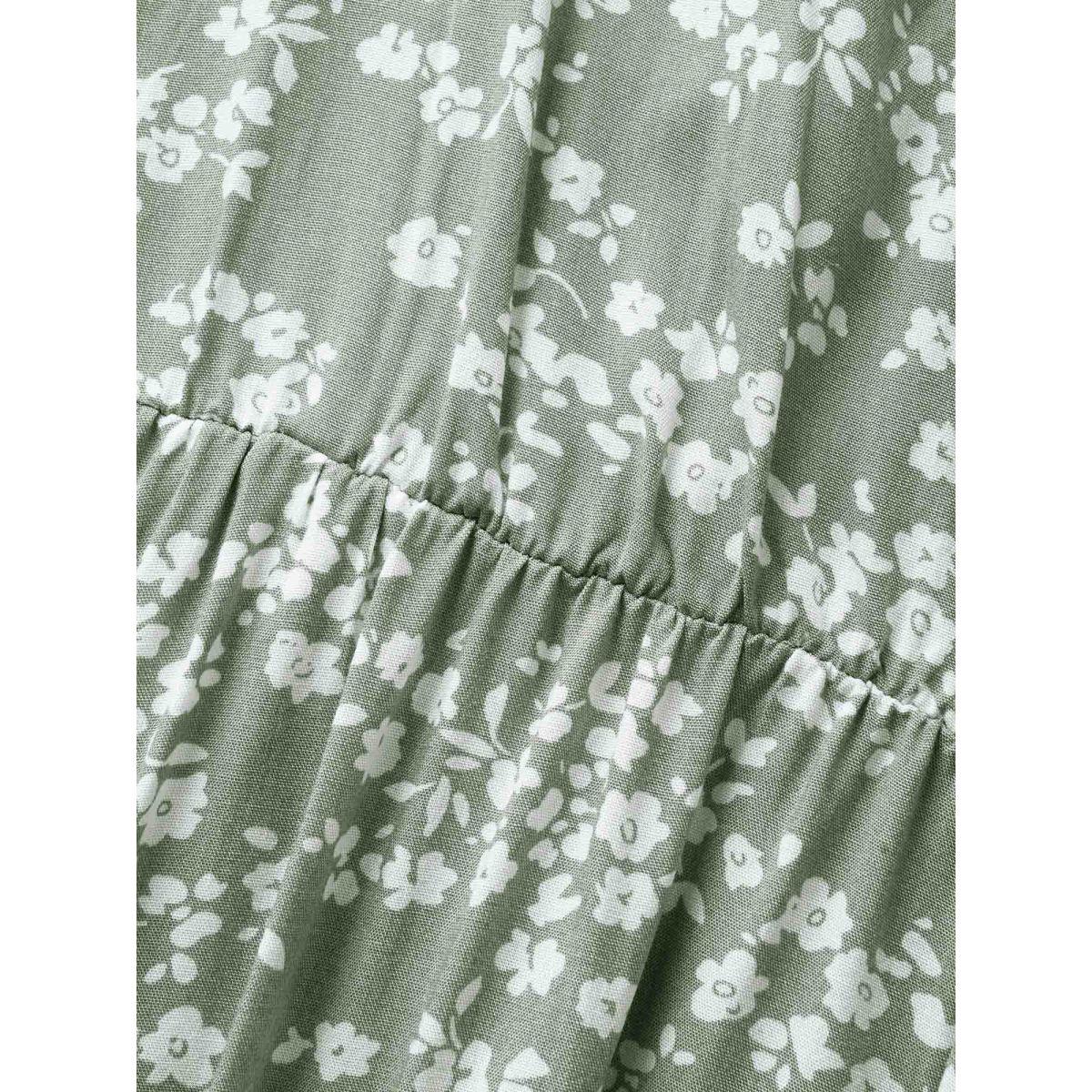 Plus Size Bloom Dress - Flutter Sleeve Ditsy Floral Pocket Split Maxi Dress Palemauve Women Romantic Slit V-neck Half Sleeve Curvy Long Dress BloomChic 14-16/1X Product Image