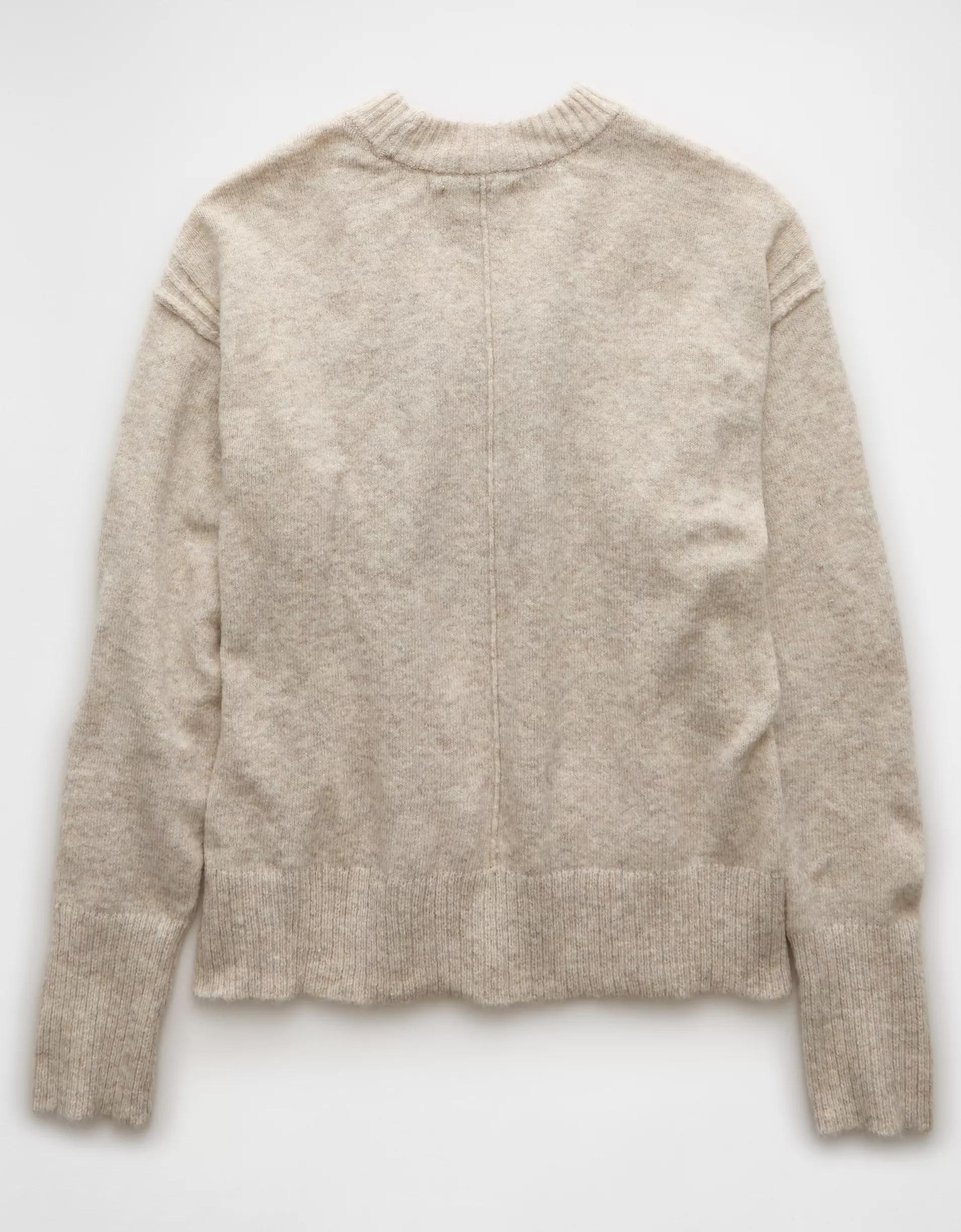 AE Whoa So Soft Leopard Heart Crew Neck Sweater Product Image