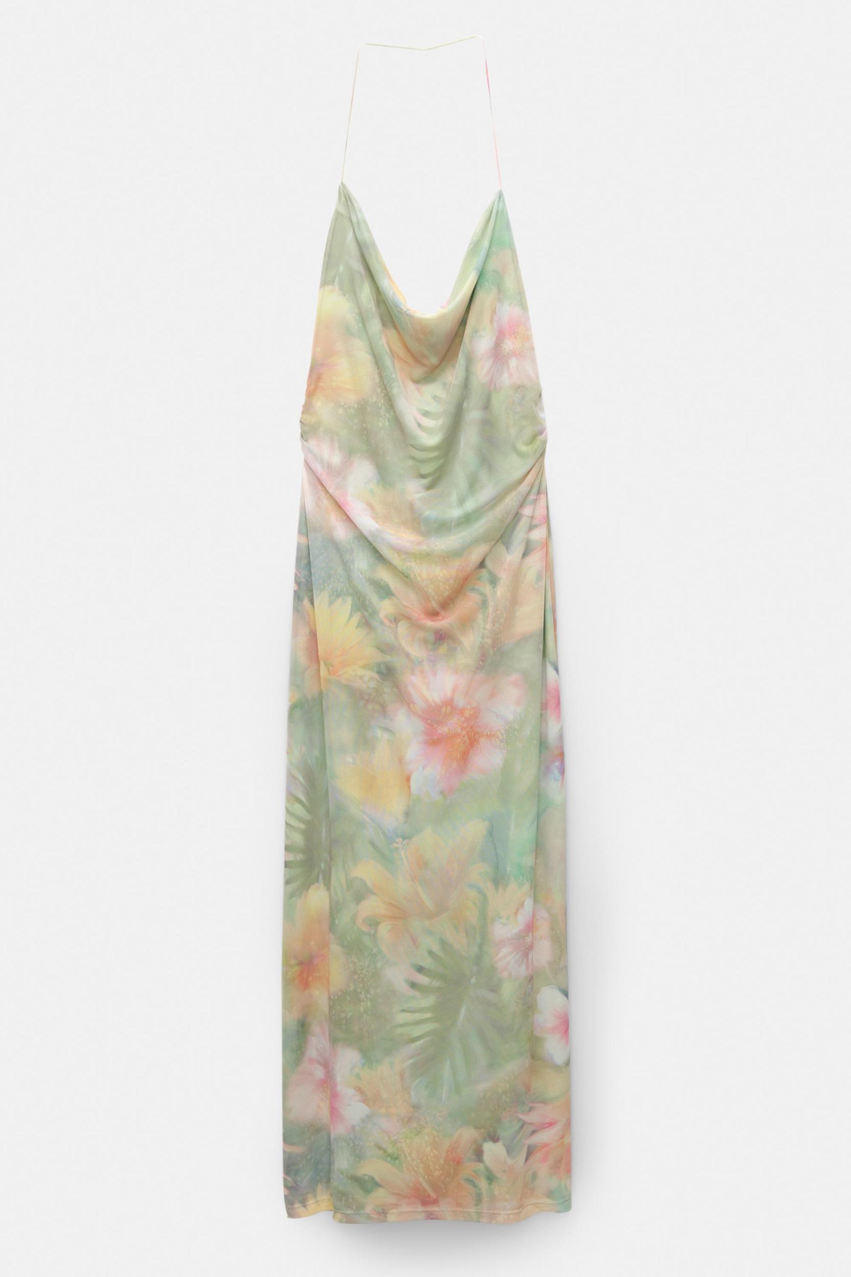 Printed tulle midi dress Product Image
