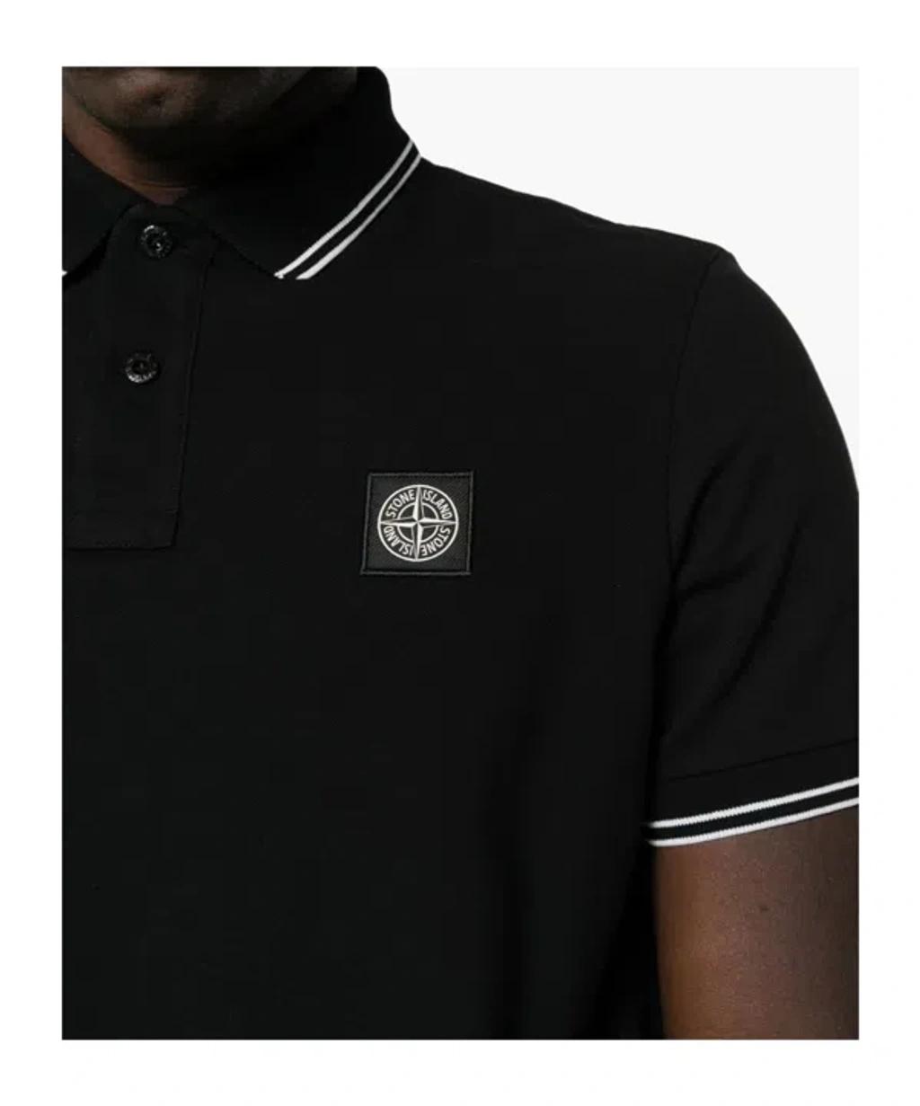 STONE ISLAND Mens Black Brand-patch Regular-fit Stretch-cotton Polo Shirt Xl Product Image