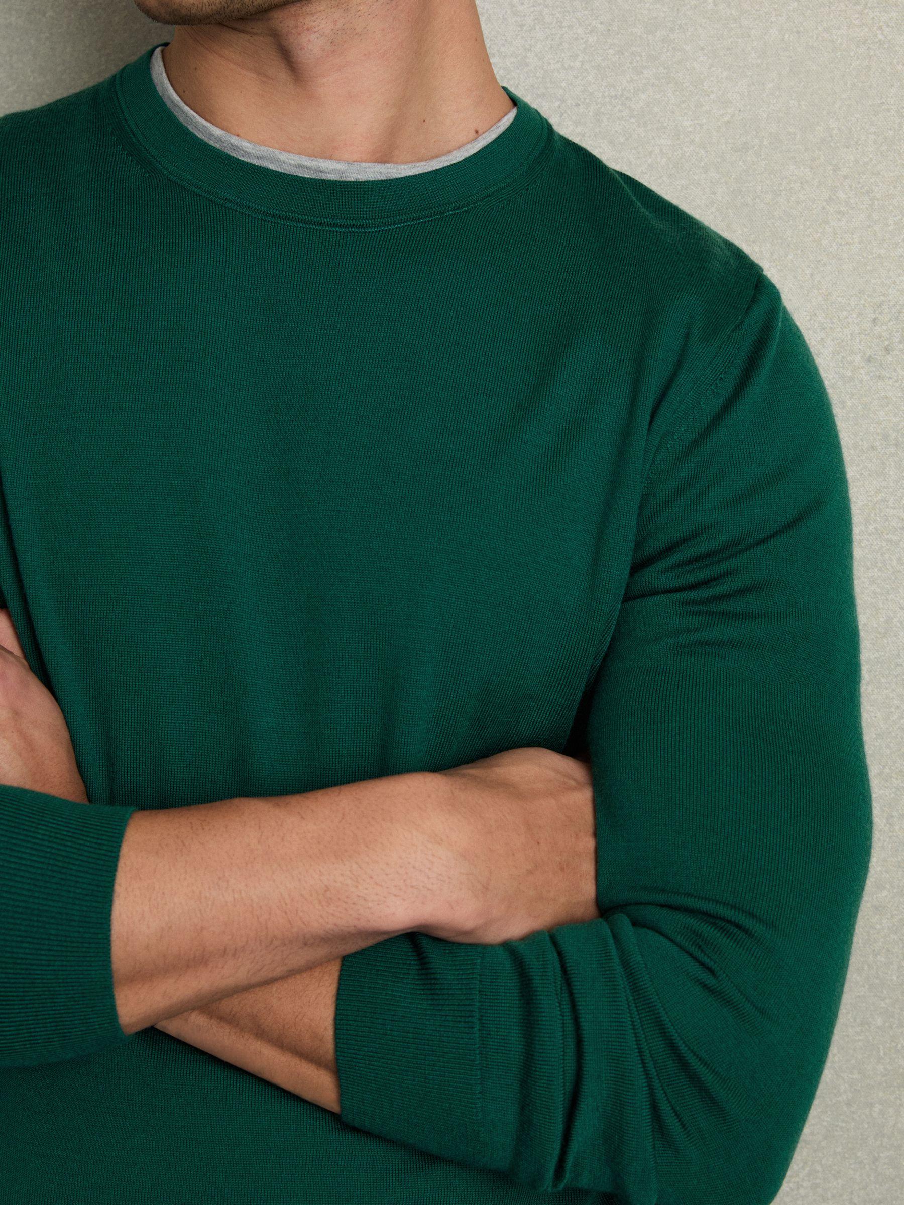 Merino Wool Crew Neck Jumper in Opal Green Product Image