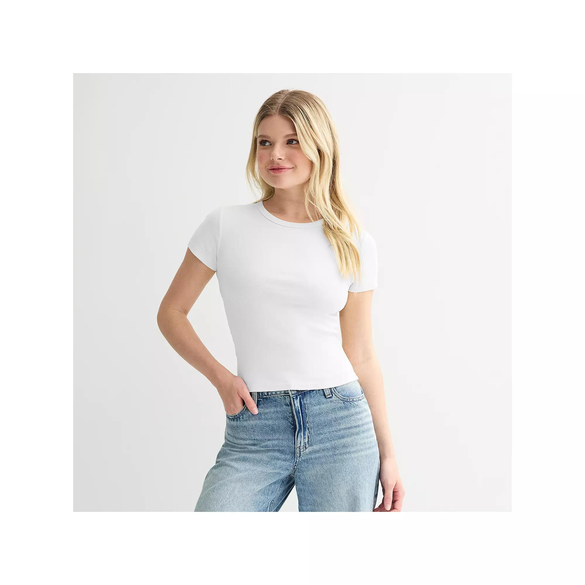 Juniors' SO® Slim Fit Baby Tee, Women's, Size: XS, Modern White Product Image