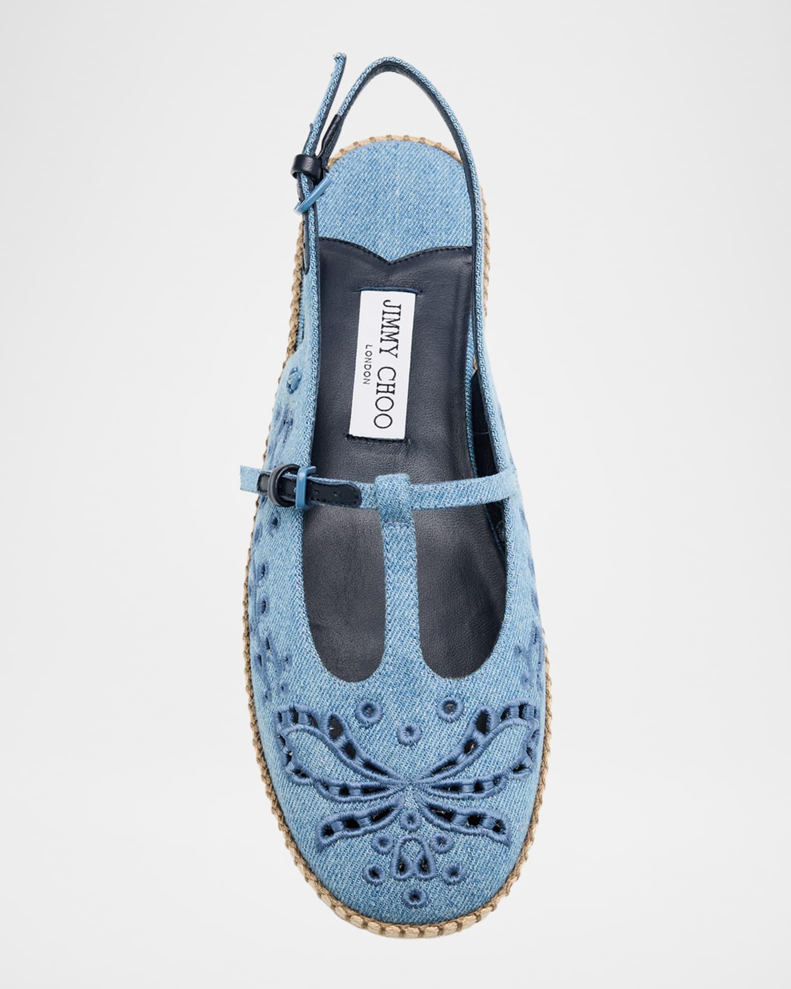Amiee Denim Embroidered Espadrille Ballerina Flats Product Image