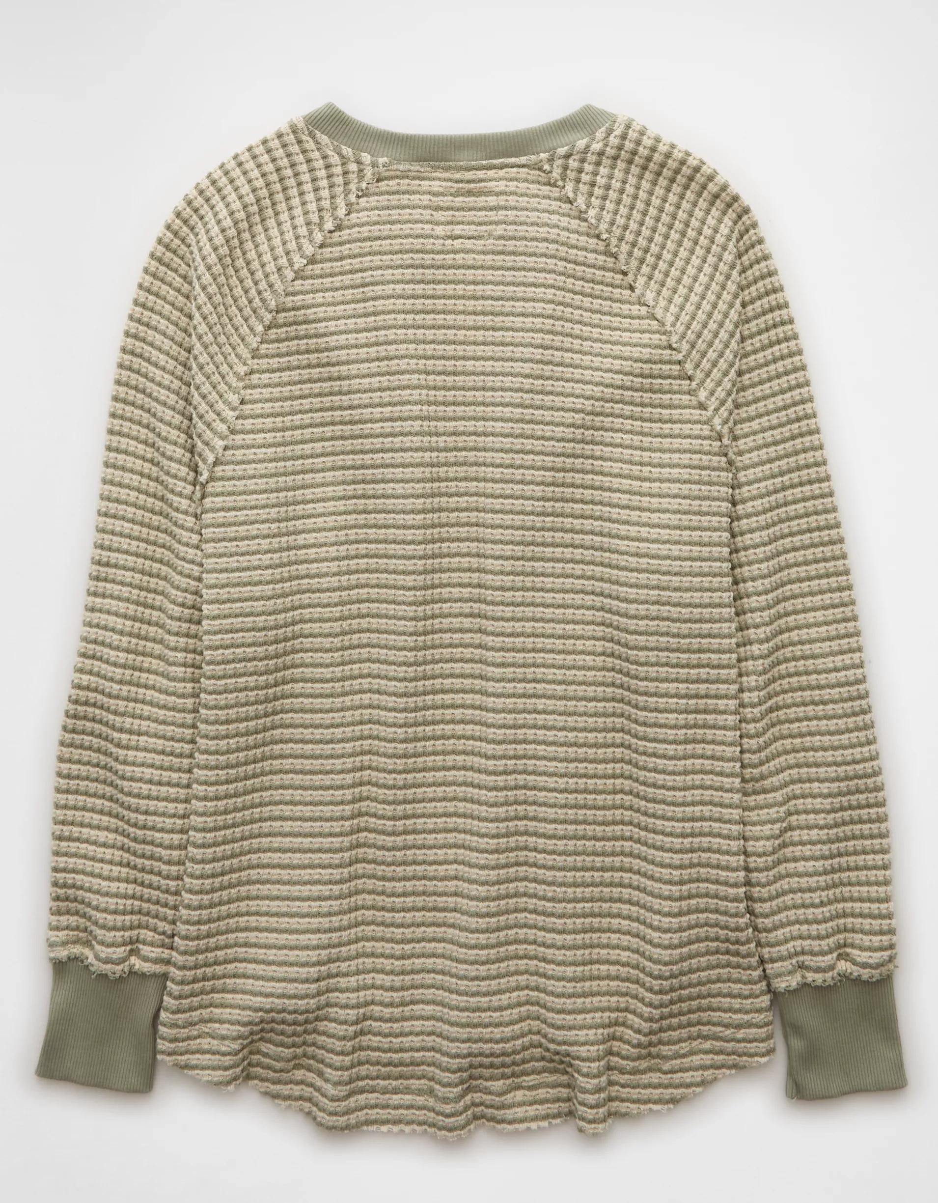 AE Big Hug Notch Neck Waffle Sweatshirt Product Image