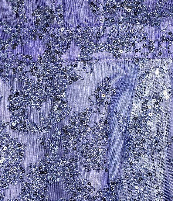 Blondie Nites Glitter Scoop Neck Lace-Up Tie Back Fit-And-Flare Dress Product Image