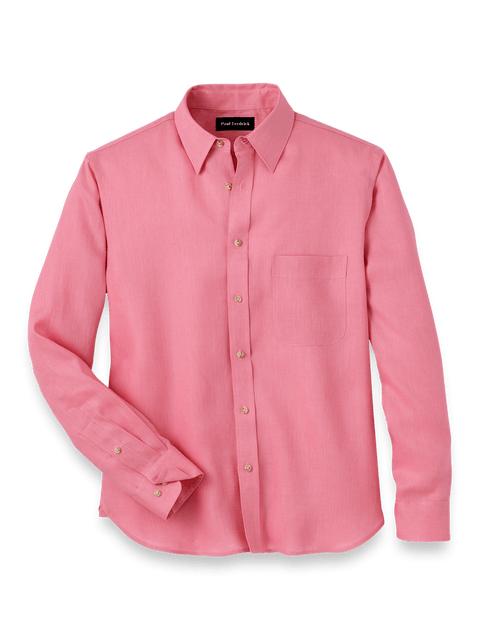 Linen Solid Casual Shirt - Pink Product Image