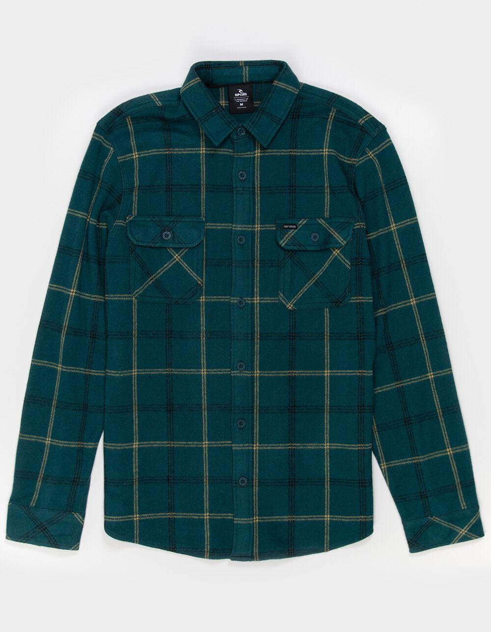 RIP CURL Grid Mens Long Sleeve Button Up Shirt - GREEN Product Image