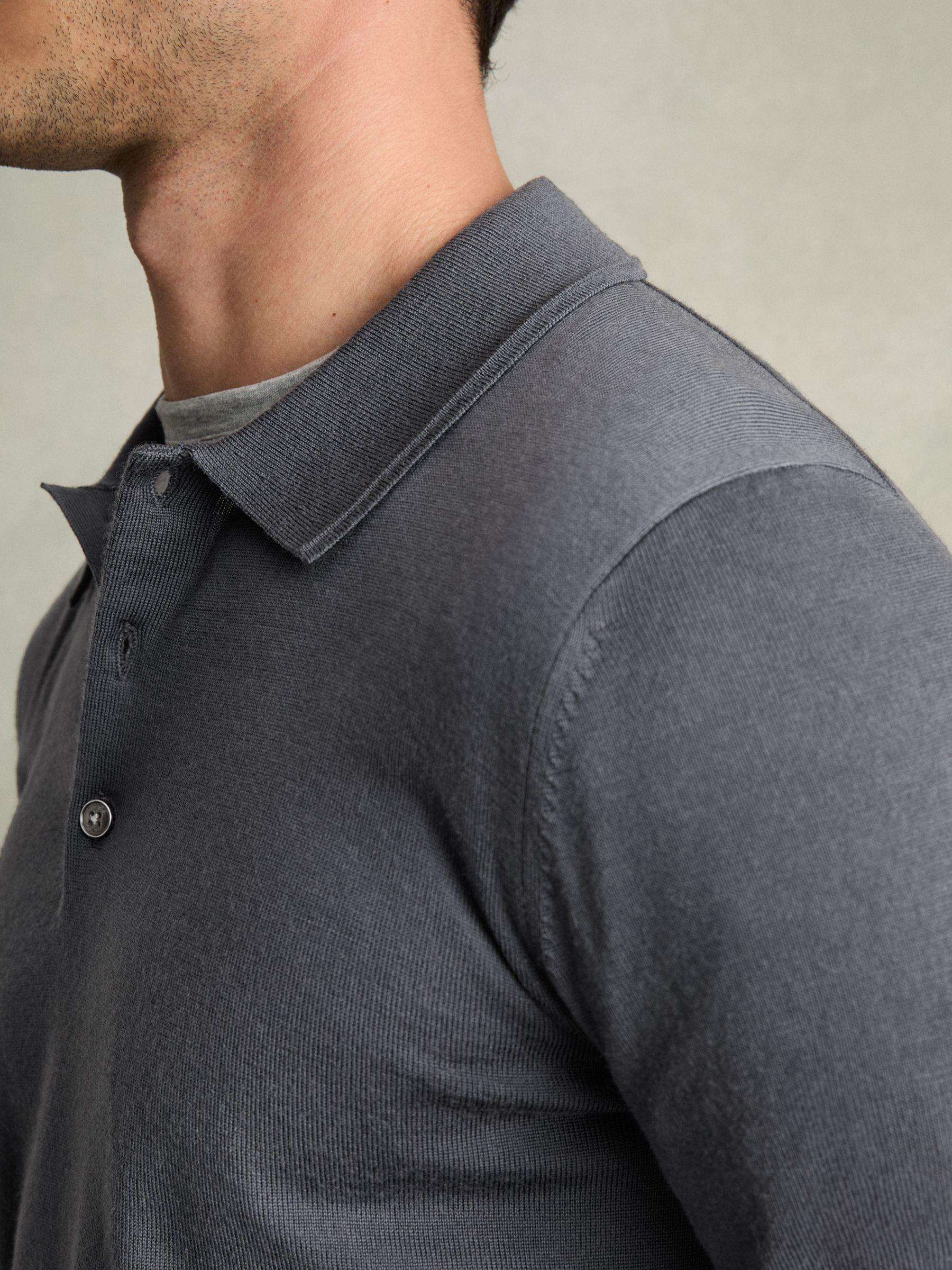 Merino Wool Long-Sleeve Polo Shirt in Blackend Blue Product Image