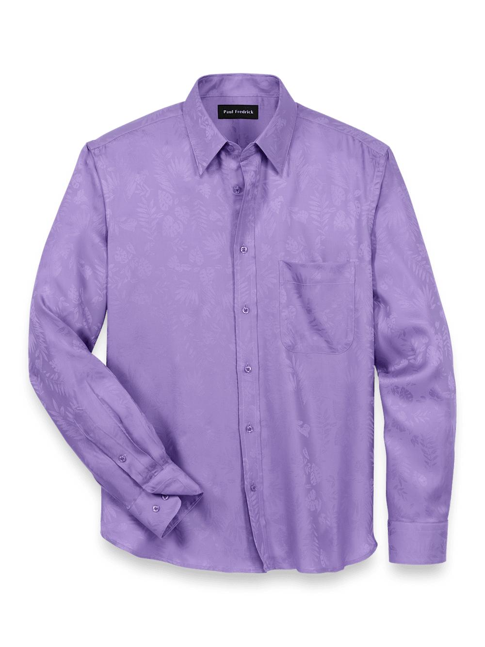 Lyocell Solid Jacquard Casual Shirt - Lavender Product Image