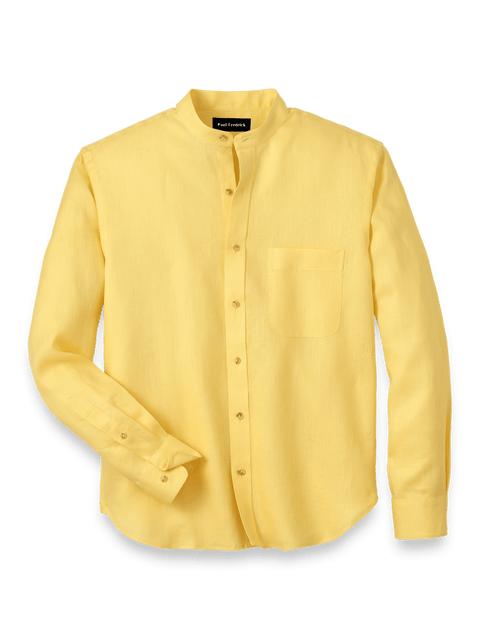 Linen Solid Casual Shirt - Yellow Product Image